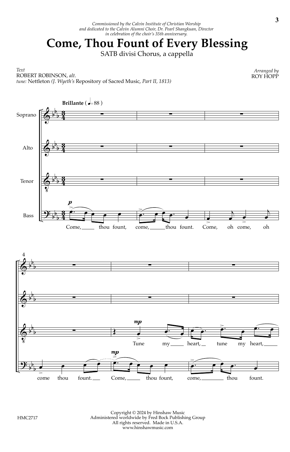 Roy Hopp Come, Thou Fount of Every Blessing Sheet Music Notes & Chords for SATB Choir - Download or Print PDF