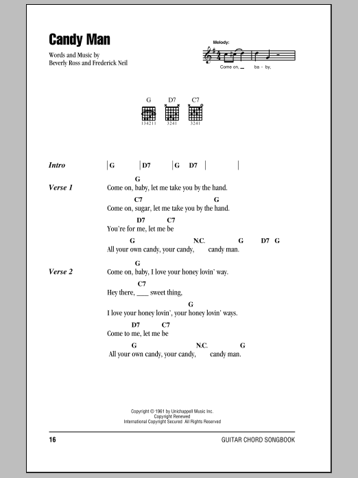 Roy Orbison Candy Man Sheet Music Notes & Chords for Lyrics & Chords - Download or Print PDF