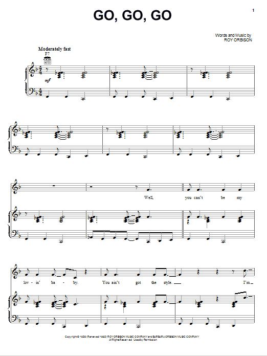 Roy Orbison Go, Go, Go Sheet Music Notes & Chords for Guitar Tab - Download or Print PDF