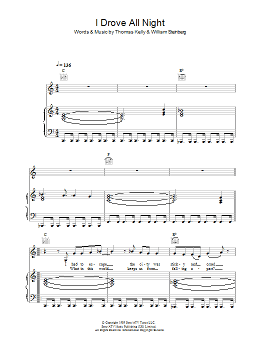 Roy Orbison I Drove All Night Sheet Music Notes & Chords for Alto Saxophone - Download or Print PDF