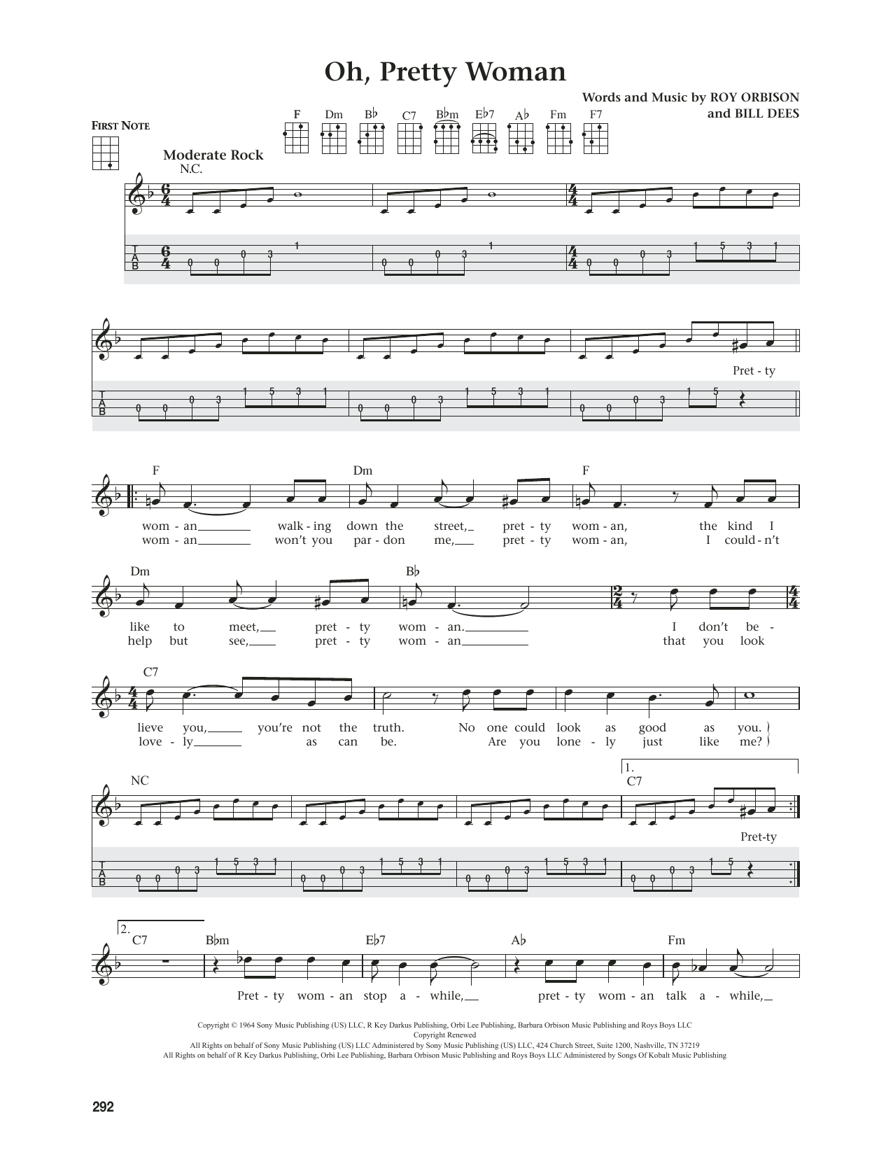 Roy Orbison Oh, Pretty Woman (from The Daily Ukulele) (arr. Jim Beloff) Sheet Music Notes & Chords for Ukulele - Download or Print PDF