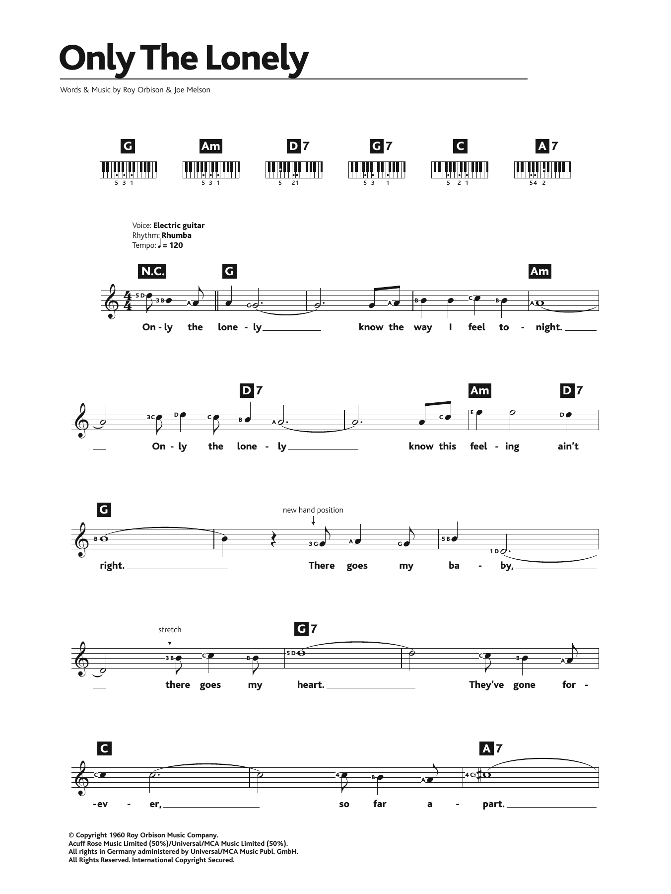 Roy Orbison Only The Lonely Sheet Music Notes & Chords for Ukulele - Download or Print PDF