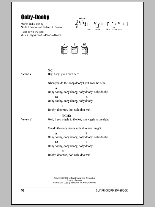 Roy Orbison Ooby Dooby Sheet Music Notes & Chords for Lyrics & Chords - Download or Print PDF