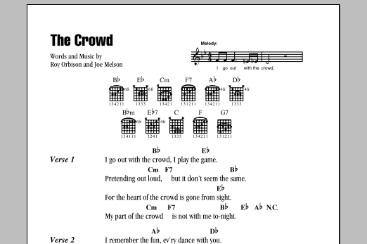 Roy Orbison The Crowd Sheet Music Notes & Chords for Lyrics & Chords - Download or Print PDF