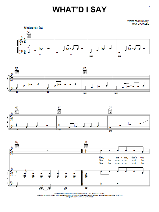 Roy Orbison What'd I Say Sheet Music Notes & Chords for Piano, Vocal & Guitar (Right-Hand Melody) - Download or Print PDF