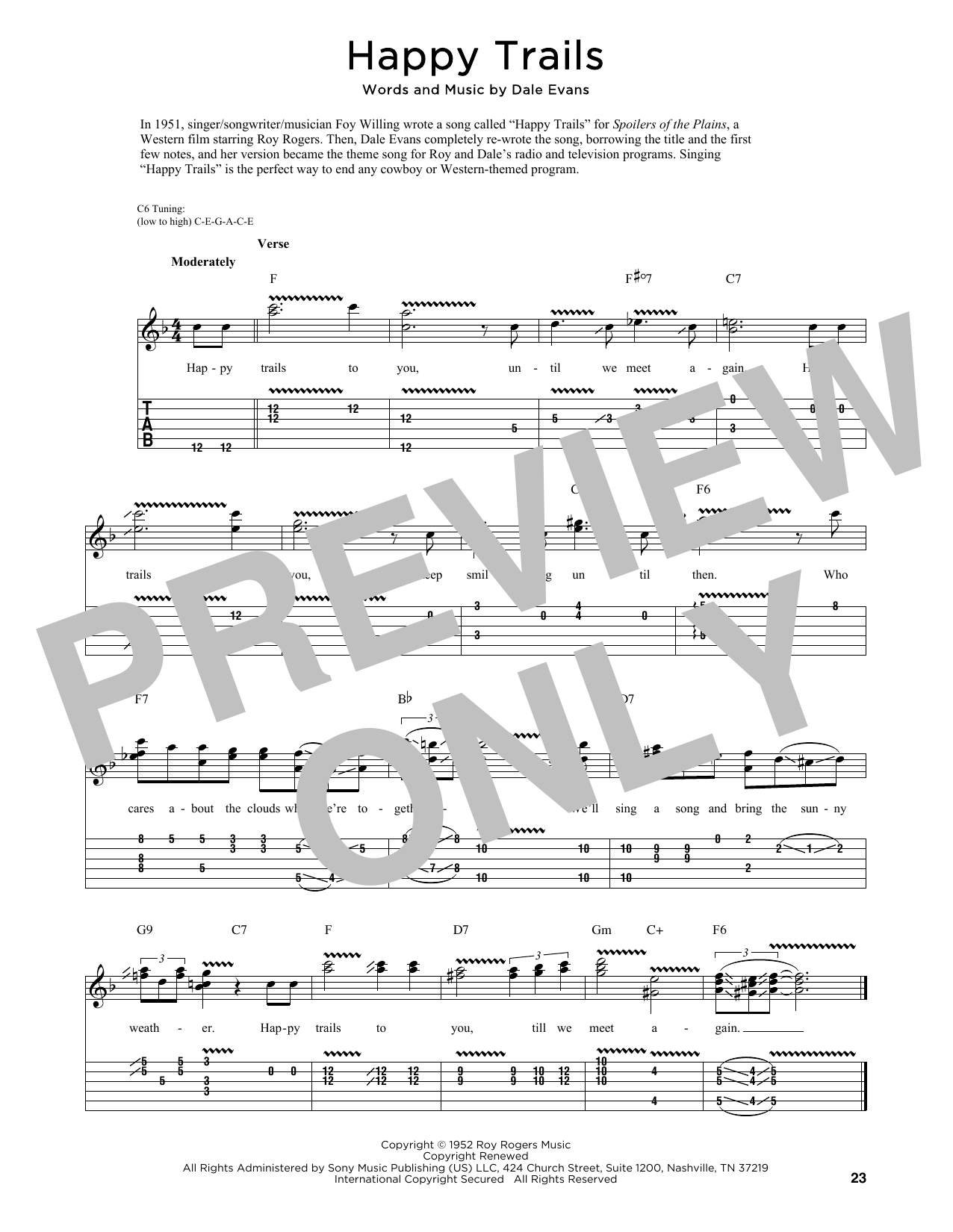 Roy Rogers Happy Trails (arr. Fred Sokolow) Sheet Music Notes & Chords for Guitar Tab - Download or Print PDF