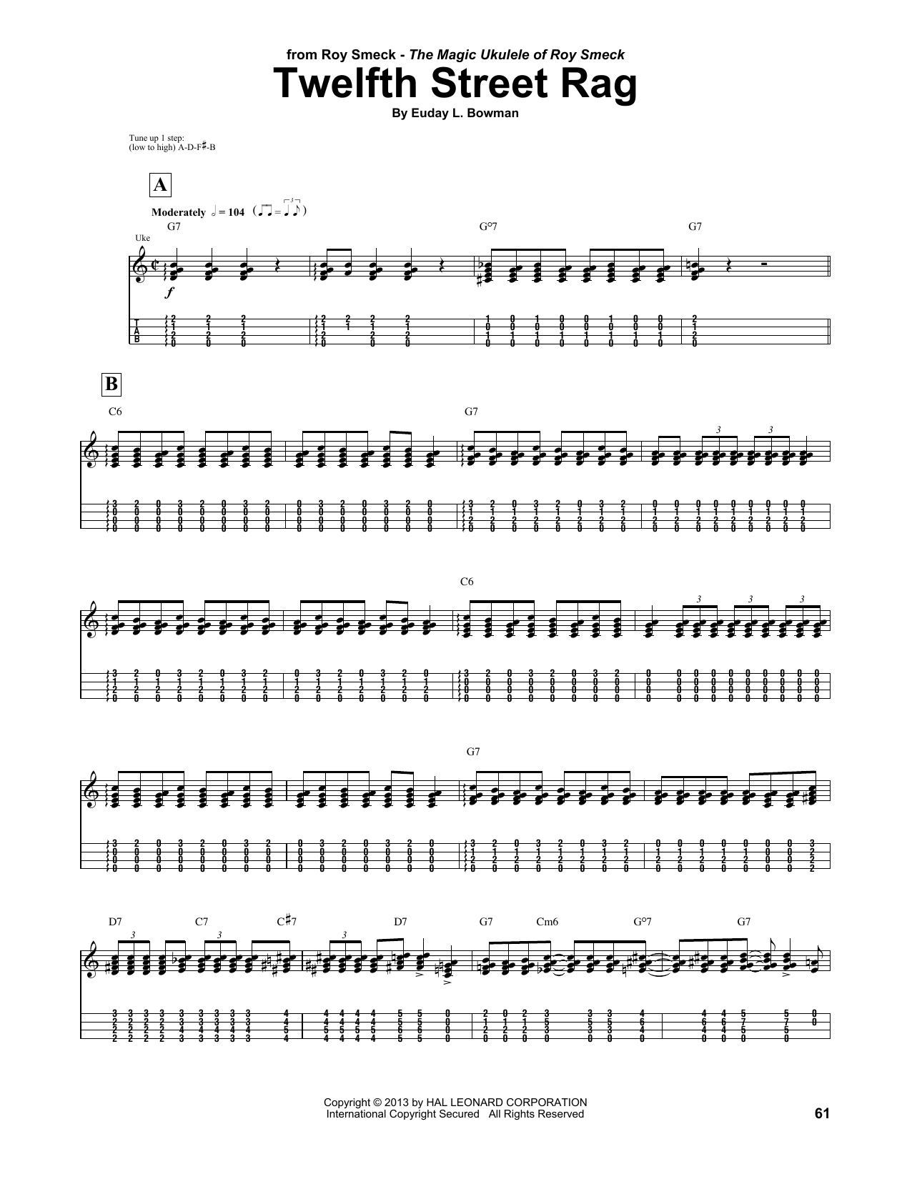 Roy Smeck Twelfth Street Rag Sheet Music Notes & Chords for UKETAB - Download or Print PDF