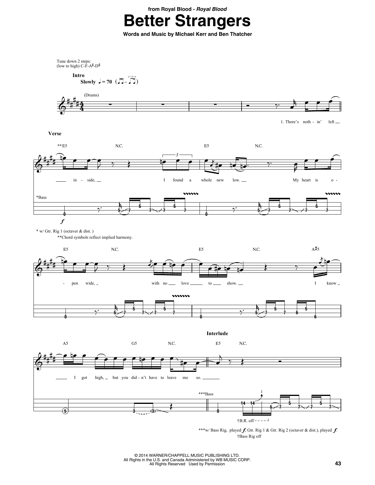 Royal Blood Better Strangers Sheet Music Notes & Chords for Bass Guitar Tab - Download or Print PDF