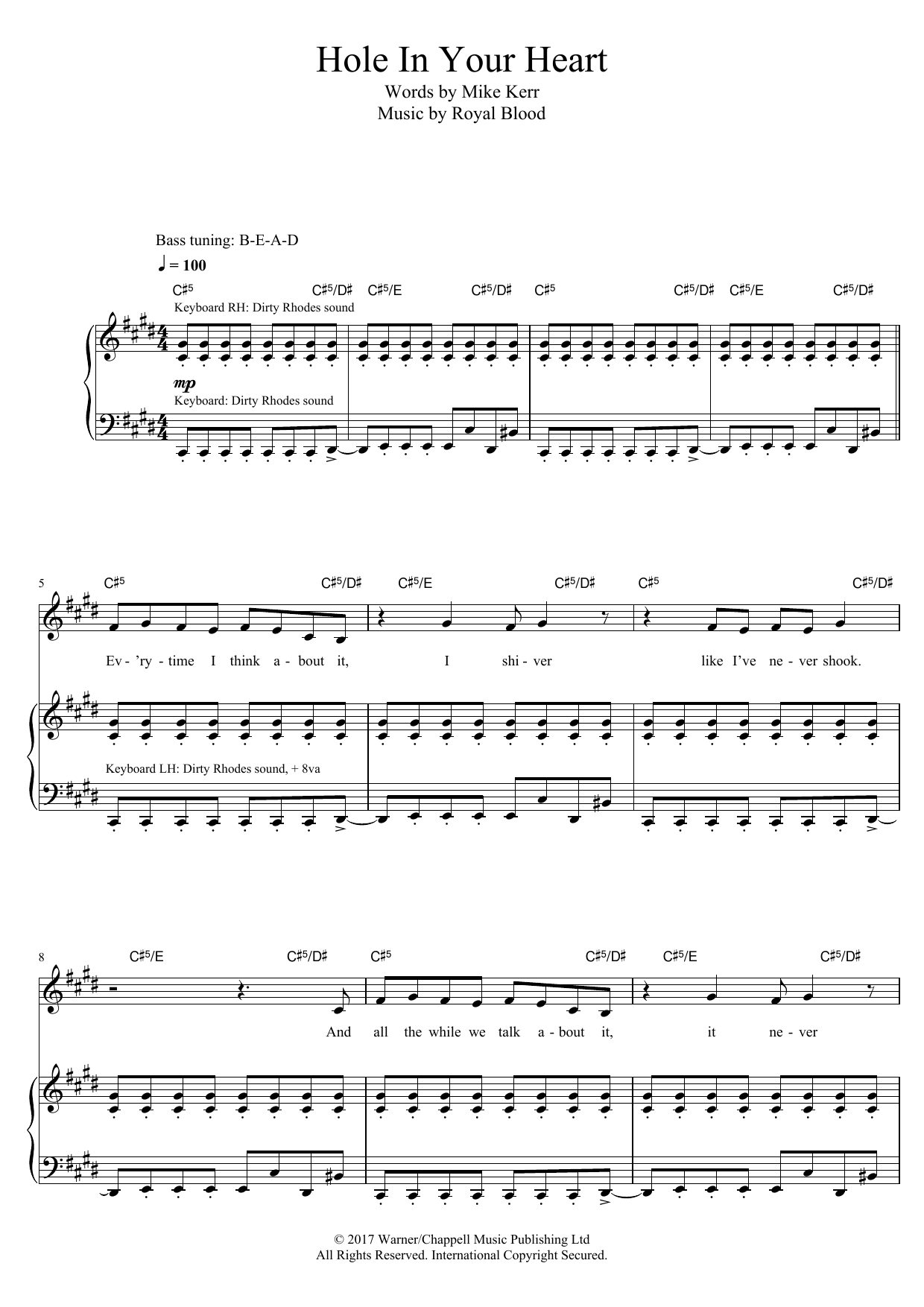 Royal Blood Hole In Your Heart Sheet Music Notes & Chords for Bass Guitar Tab - Download or Print PDF