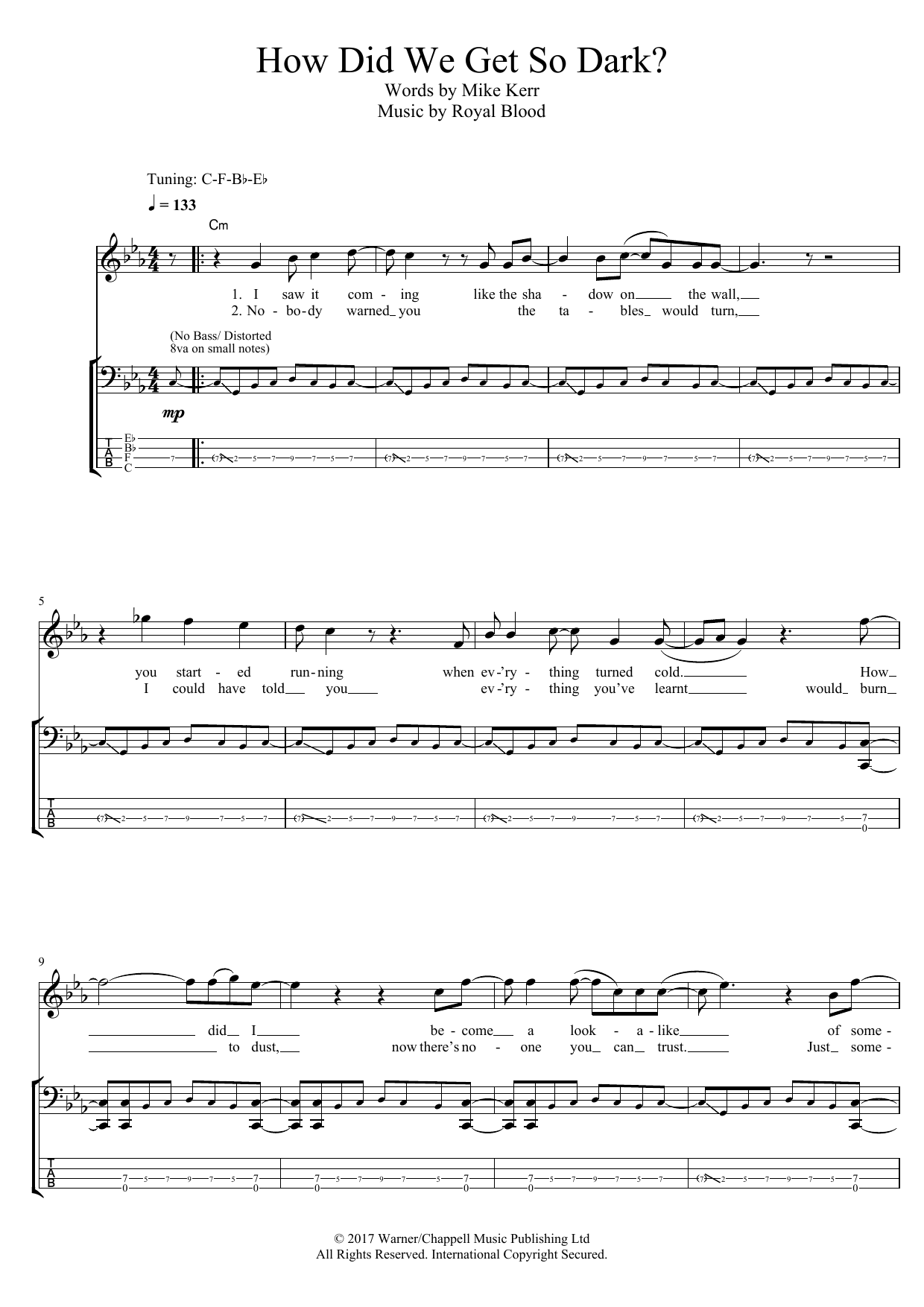Royal Blood How Did We Get So Dark? Sheet Music Notes & Chords for Bass Guitar Tab - Download or Print PDF