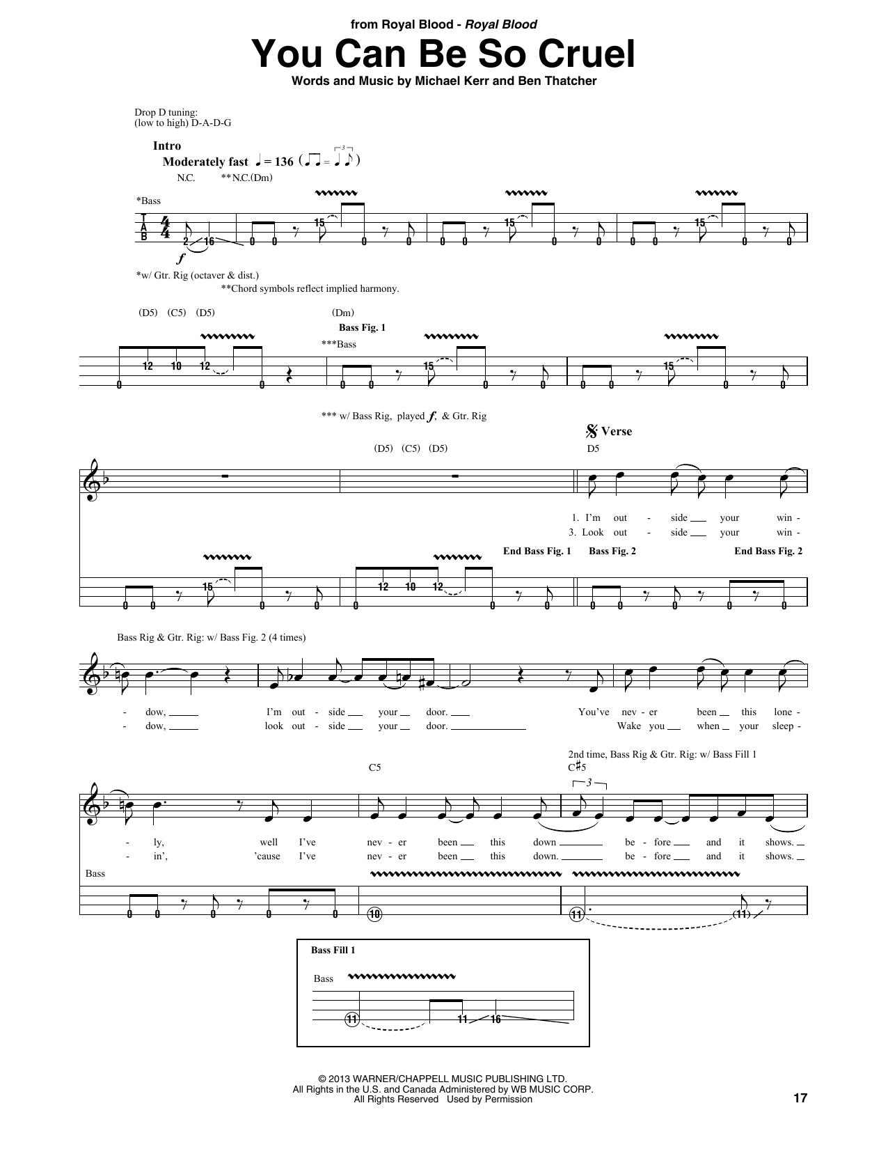 Royal Blood You Can Be So Cruel Sheet Music Notes & Chords for Bass Guitar Tab - Download or Print PDF