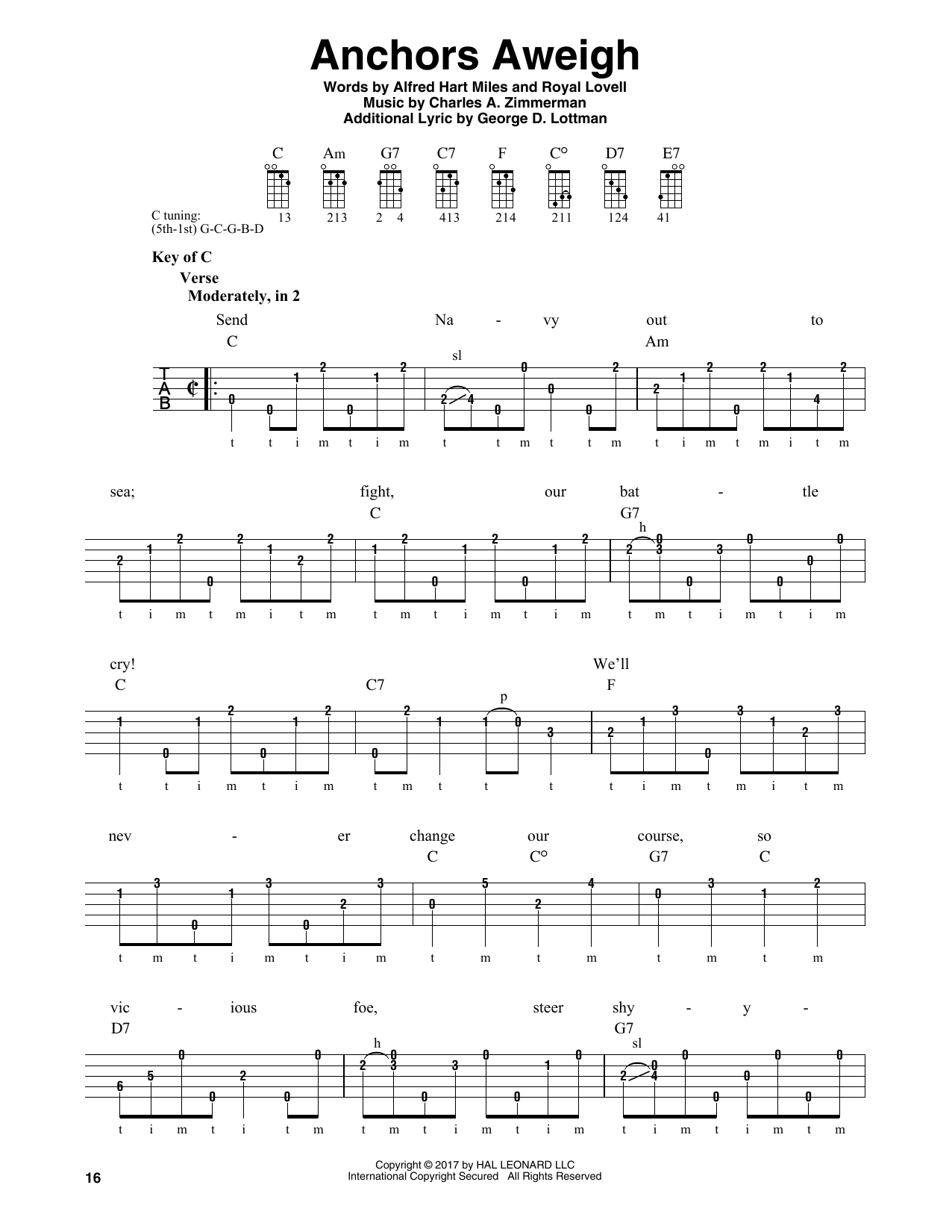 Royal Lovell Anchors Aweigh Sheet Music Notes & Chords for Banjo - Download or Print PDF
