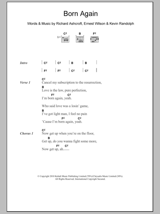 RPA & The United Nations Of Sound Born Again Sheet Music Notes & Chords for Lyrics & Chords - Download or Print PDF