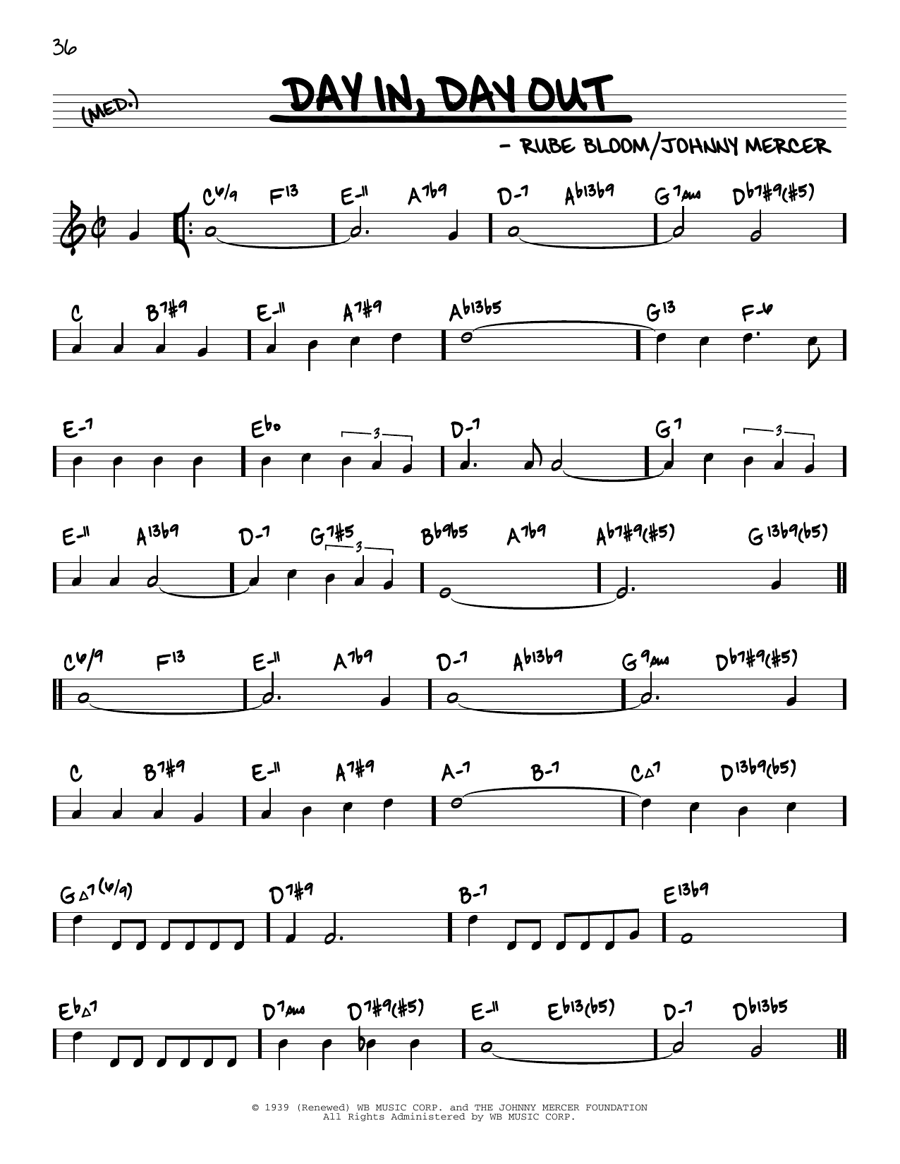 Rube Bloom Day In, Day Out (arr. David Hazeltine) Sheet Music Notes & Chords for Real Book – Enhanced Chords - Download or Print PDF
