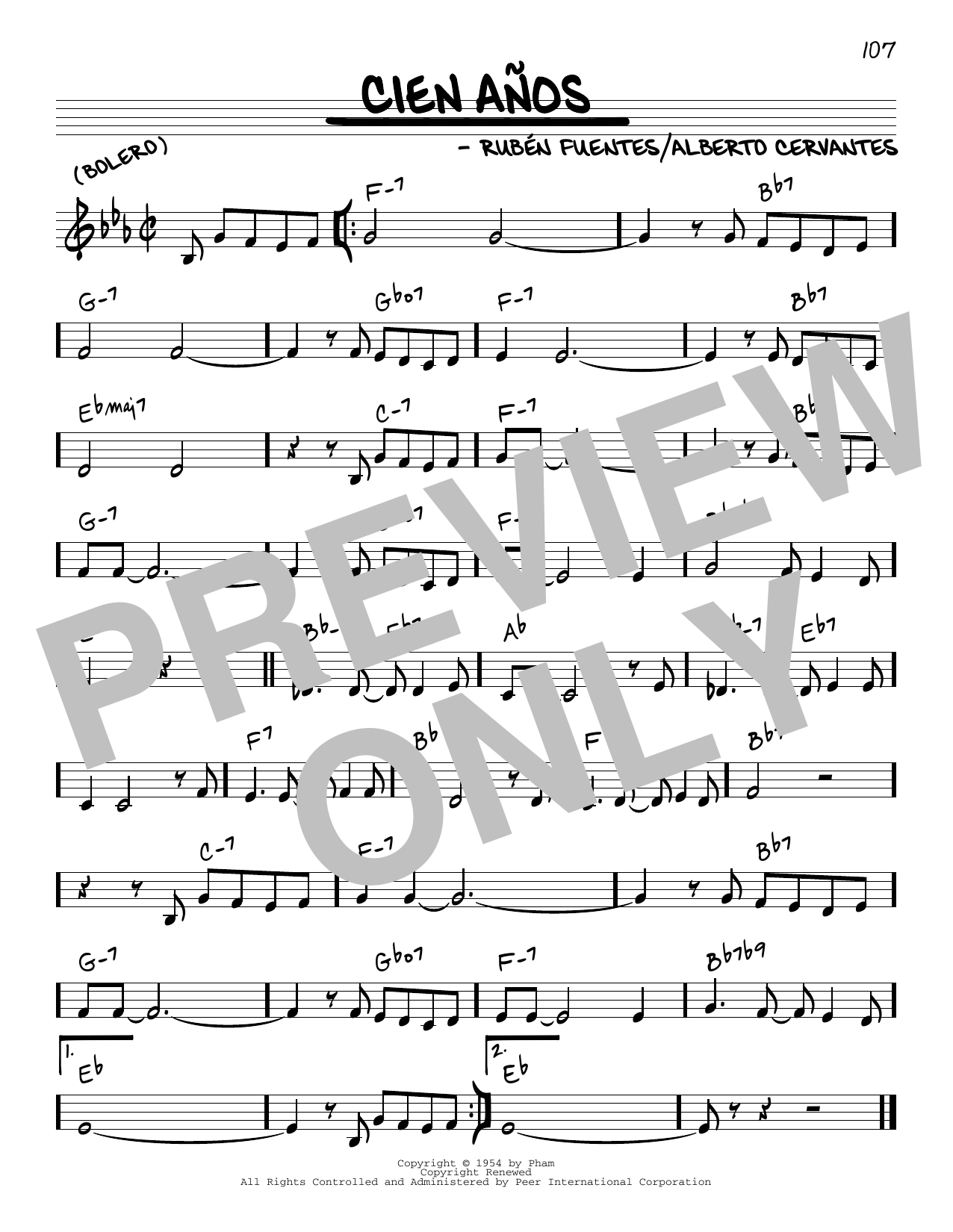 Rubén Fuentes Cien Años Sheet Music Notes & Chords for Real Book – Melody & Chords - Download or Print PDF