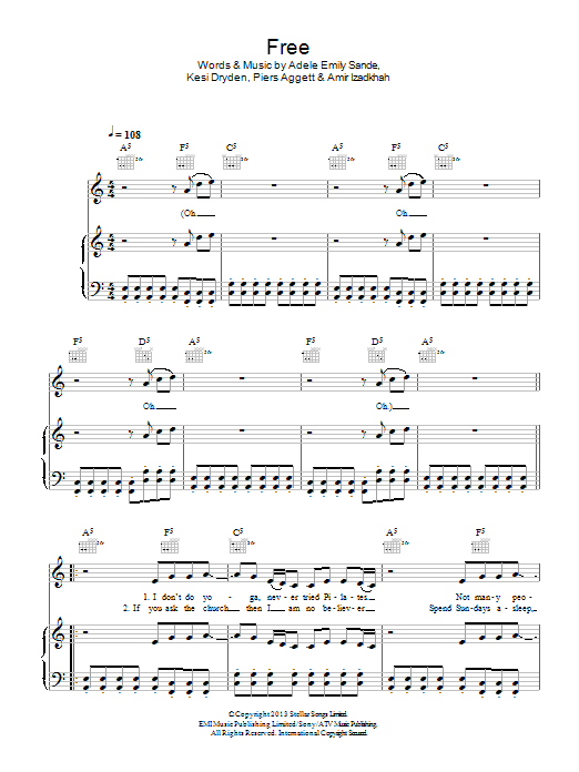 Rudimental featuring Emeli Sande Free Sheet Music Notes & Chords for Piano, Vocal & Guitar (Right-Hand Melody) - Download or Print PDF