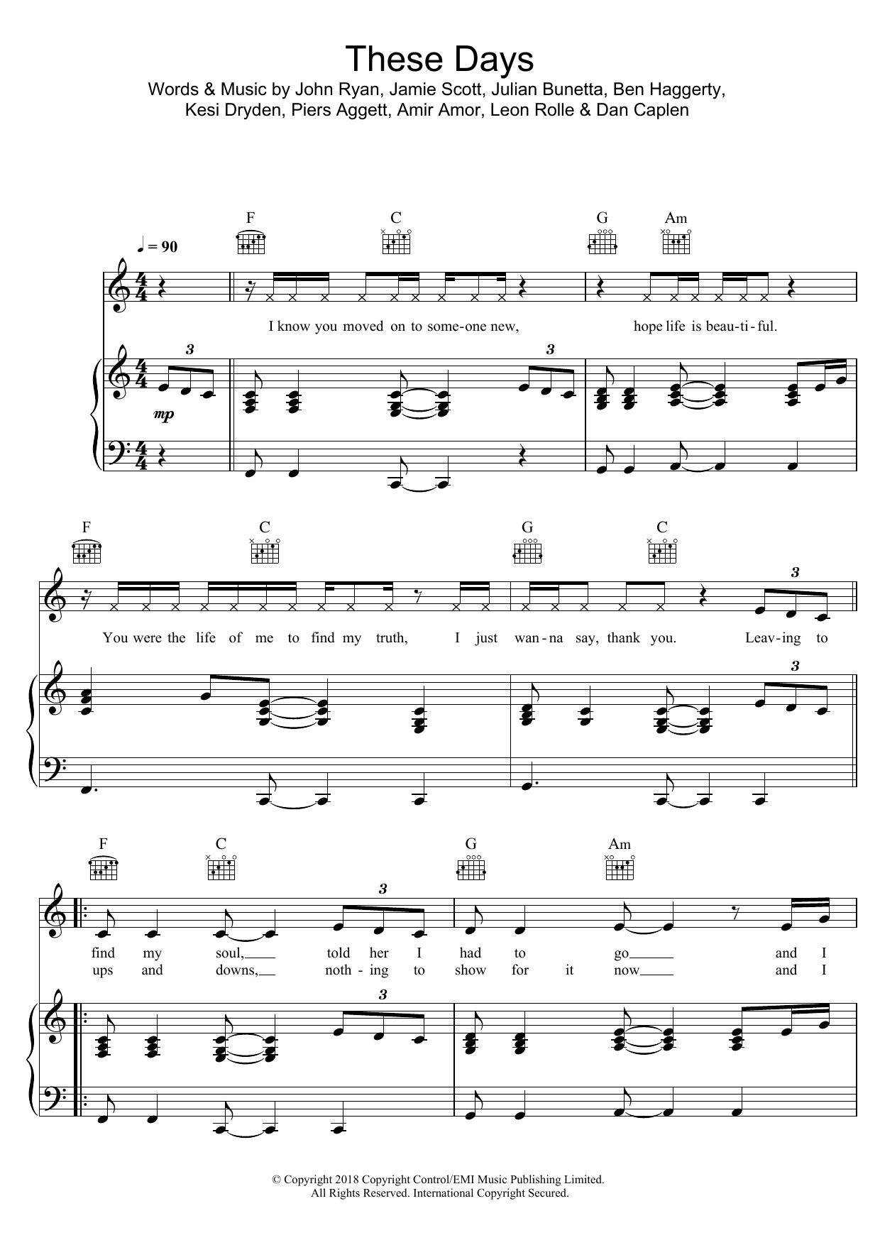 Rudimental These Days (featuring Jess Glynne, Macklemore and Dan Caplen) Sheet Music Notes & Chords for Beginner Piano - Download or Print PDF