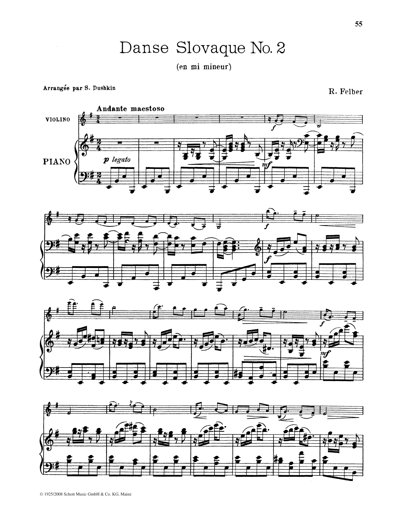 Rudolf Felber Danse Slovaque No. 2 Sheet Music Notes & Chords for String Solo - Download or Print PDF
