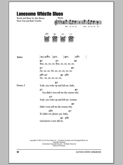 Rudy Toombs Lonesome Whistle Blues Sheet Music Notes & Chords for Real Book – Melody, Lyrics & Chords - Download or Print PDF