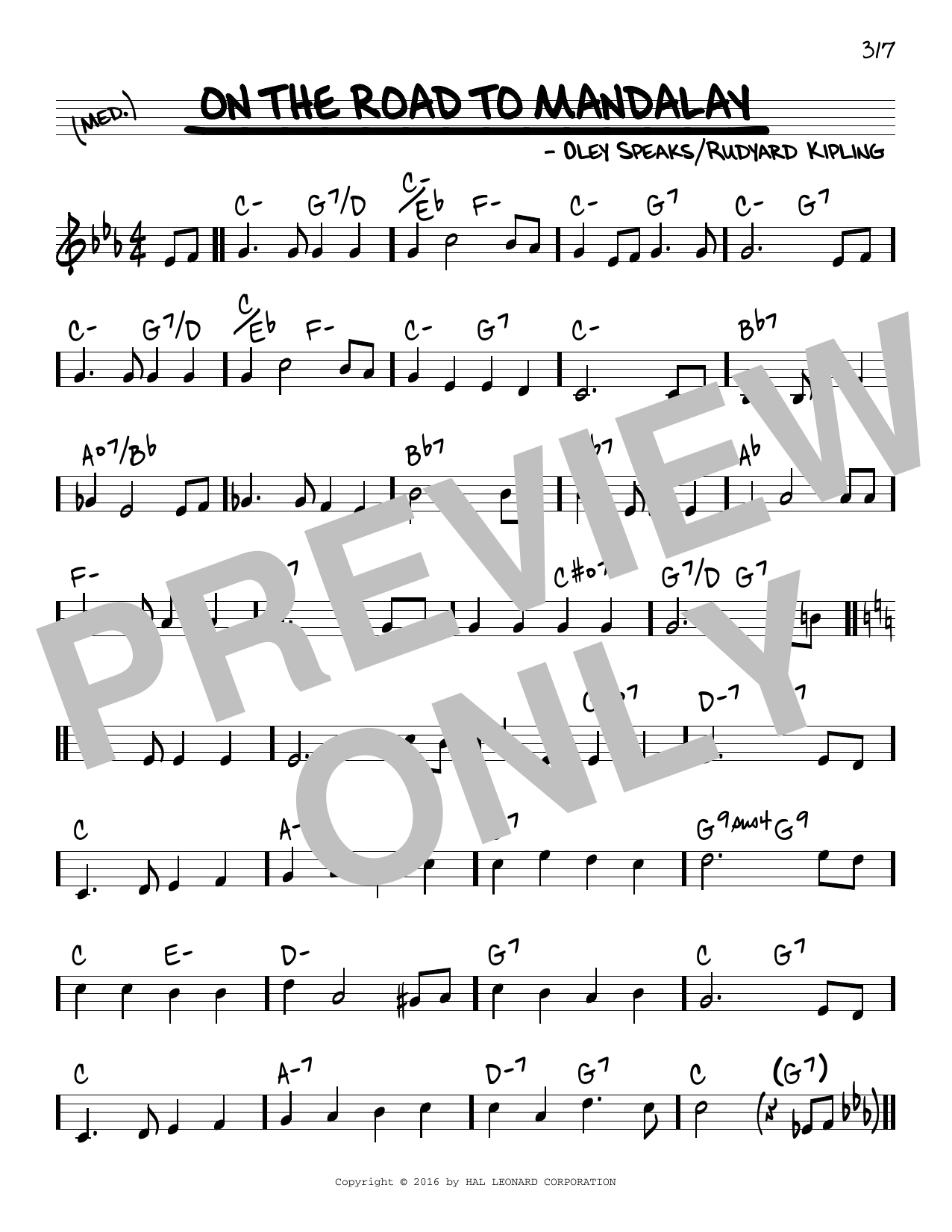 Rudyard Kipling On The Road To Mandalay Sheet Music Notes & Chords for Real Book – Melody & Chords - Download or Print PDF