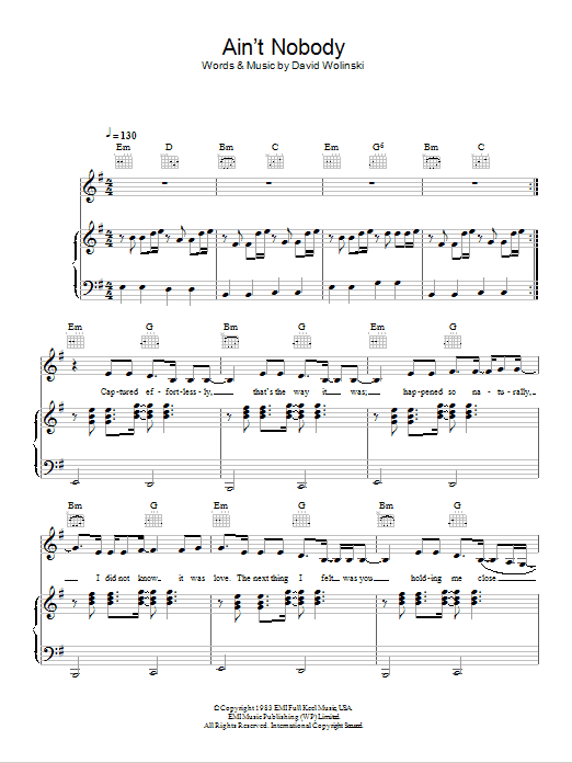 Rufus Ain't Nobody Sheet Music Notes & Chords for Piano, Vocal & Guitar - Download or Print PDF