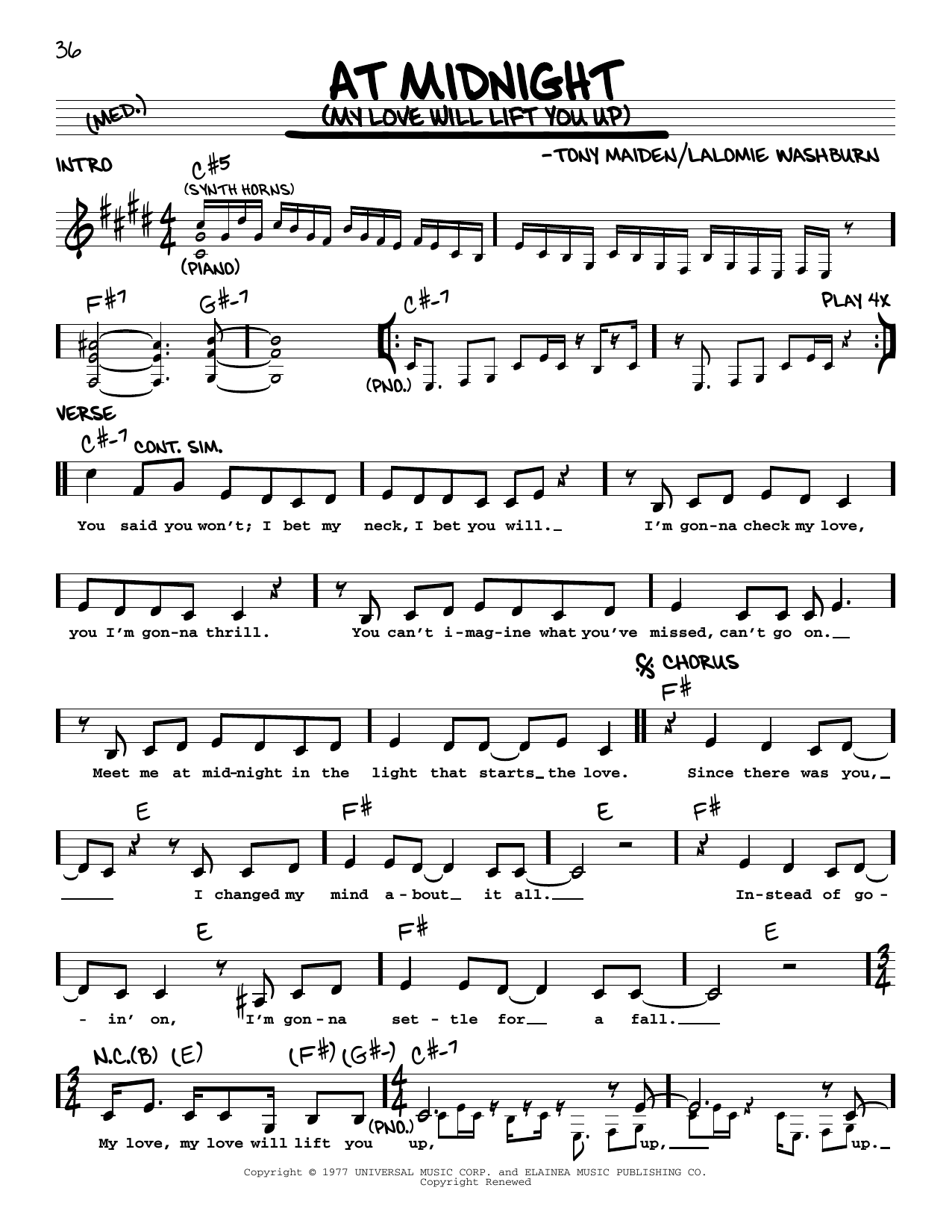 Rufus At Midnight (My Love Will Lift You Up) Sheet Music Notes & Chords for Real Book – Melody & Chords - Download or Print PDF