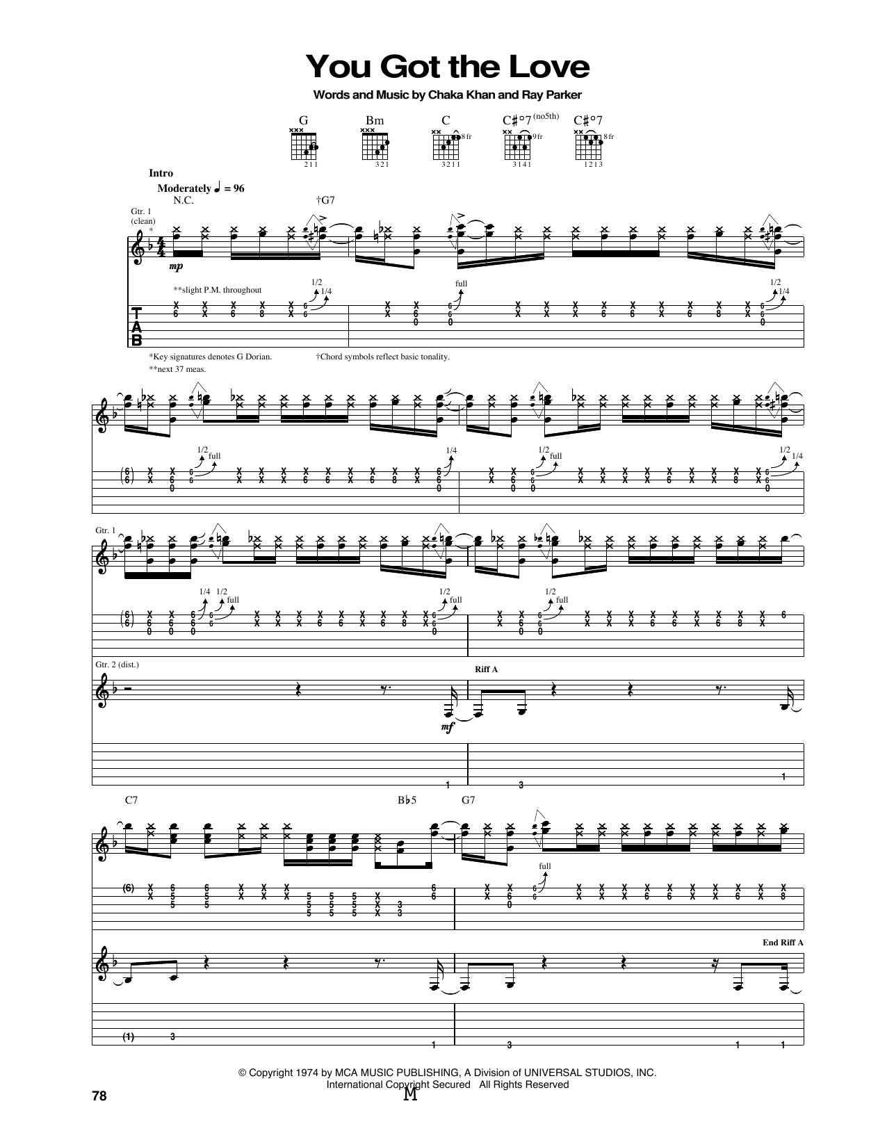 Rufus Featuring Chaka Khan You Got The Love Sheet Music Notes & Chords for Guitar Tab - Download or Print PDF