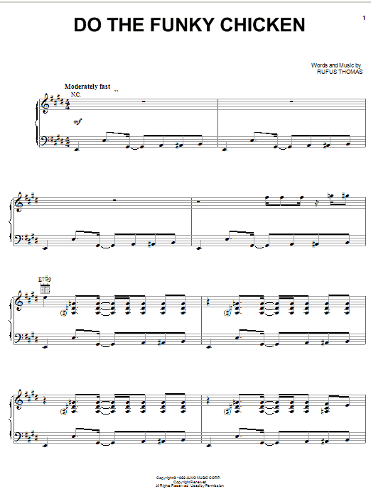 Rufus Thomas Do The Funky Chicken Sheet Music Notes & Chords for Piano, Vocal & Guitar (Right-Hand Melody) - Download or Print PDF