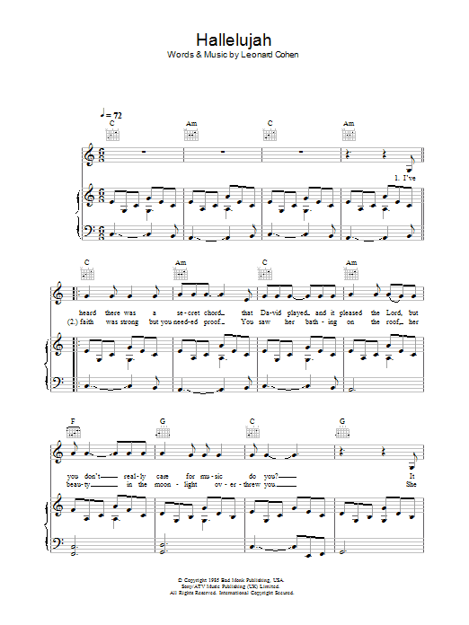 Rufus Wainwright Hallelujah Sheet Music Notes & Chords for Beginner Piano - Download or Print PDF