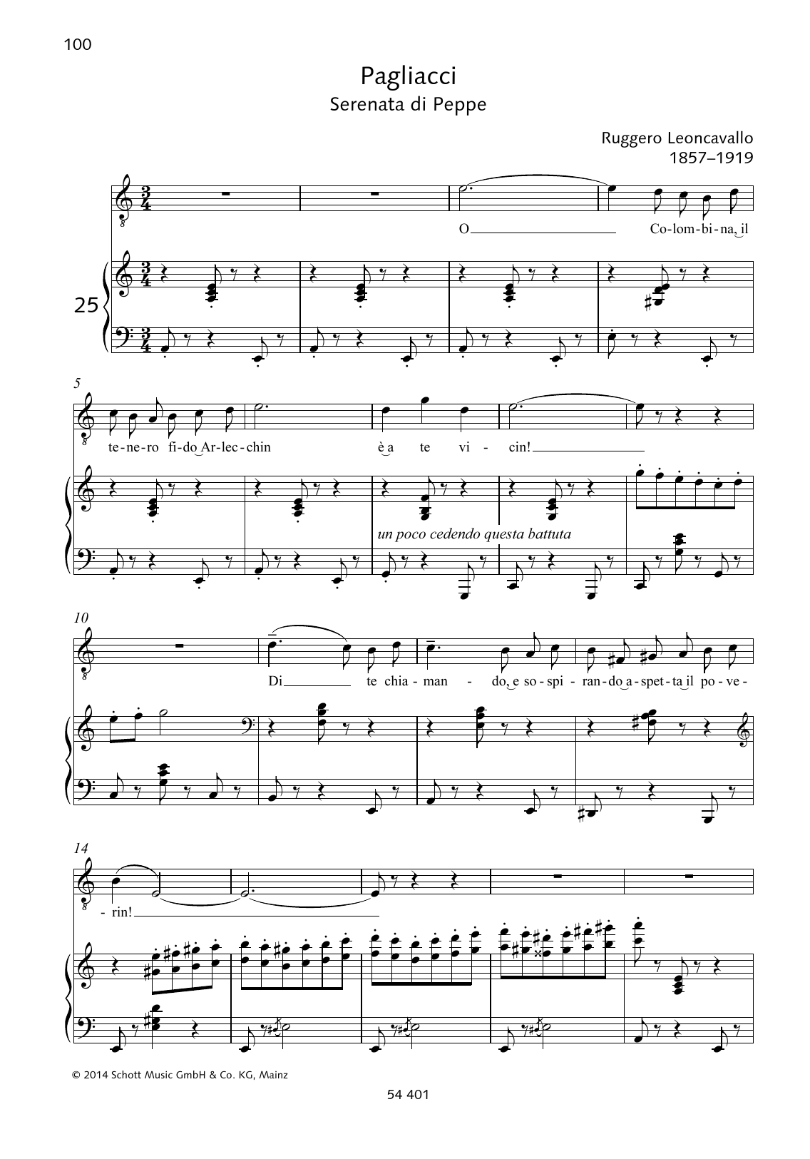 Ruggiero Leoncavallo O Colombina, il tenero fido Arlecchin Sheet Music Notes & Chords for Piano & Vocal - Download or Print PDF