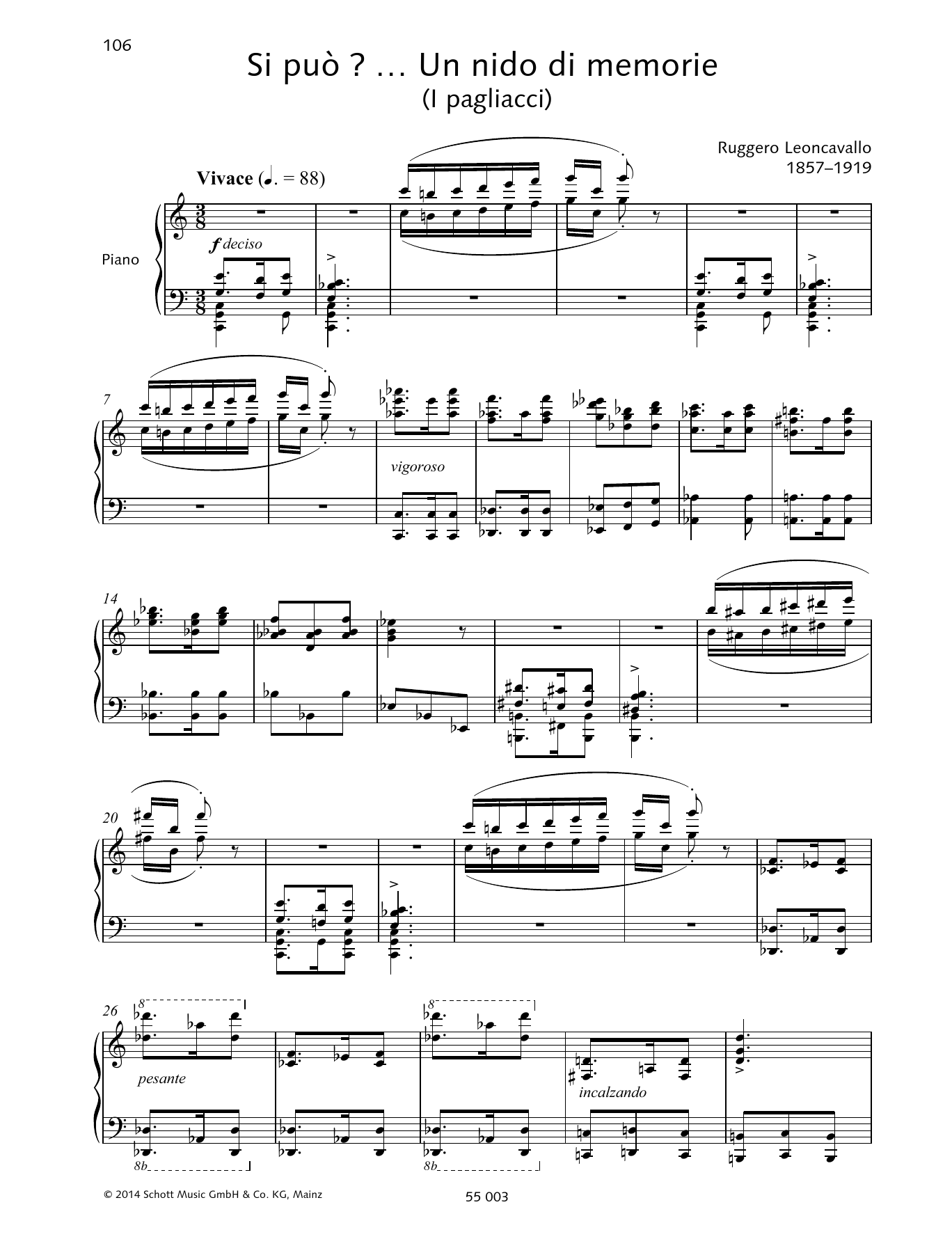 Ruggiero Leoncavallo Si può? ... Un nido di memorie Sheet Music Notes & Chords for Piano & Vocal - Download or Print PDF