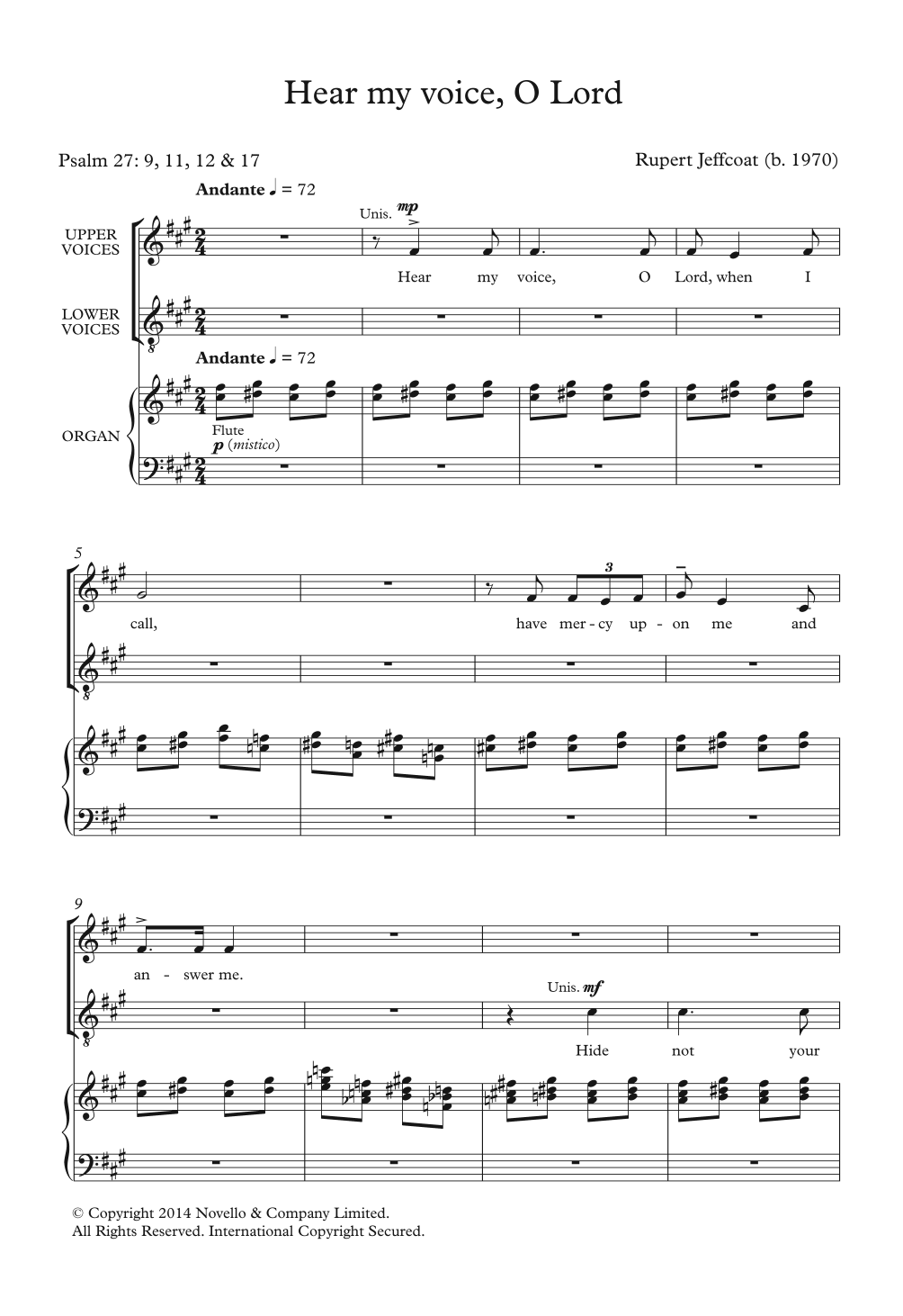 Rupert Jeffcoat Hear My Voice, O Lord Sheet Music Notes & Chords for SATB - Download or Print PDF