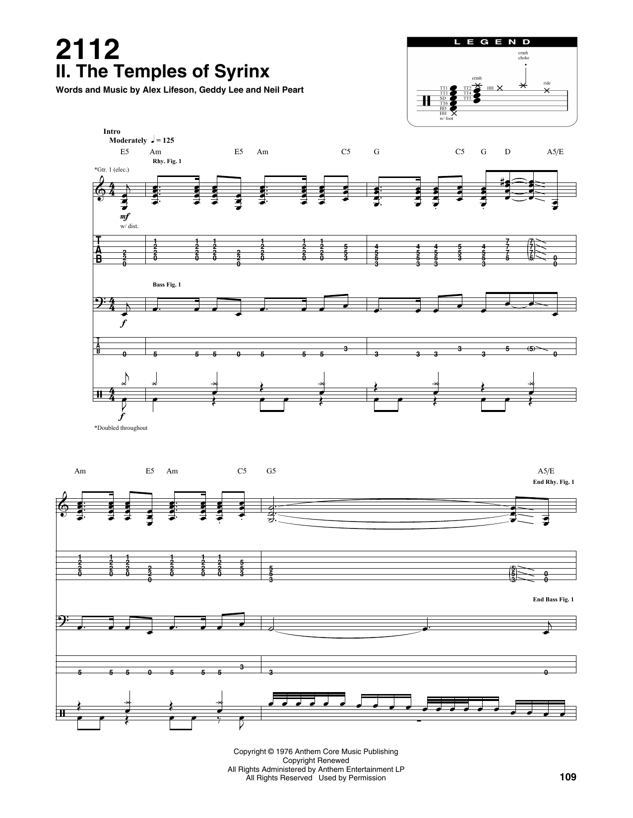 Rush 2112-II The Temples Of Syrinx Sheet Music Notes & Chords for Drums Transcription - Download or Print PDF