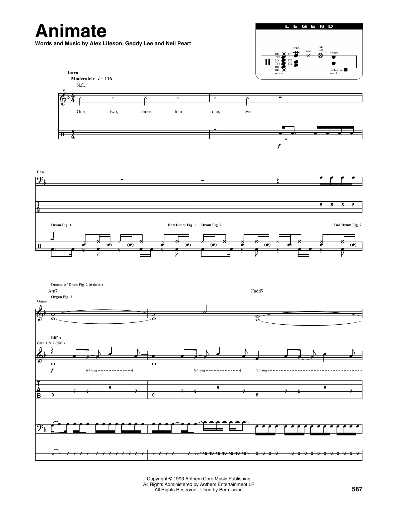 Rush Animate Sheet Music Notes & Chords for Transcribed Score - Download or Print PDF
