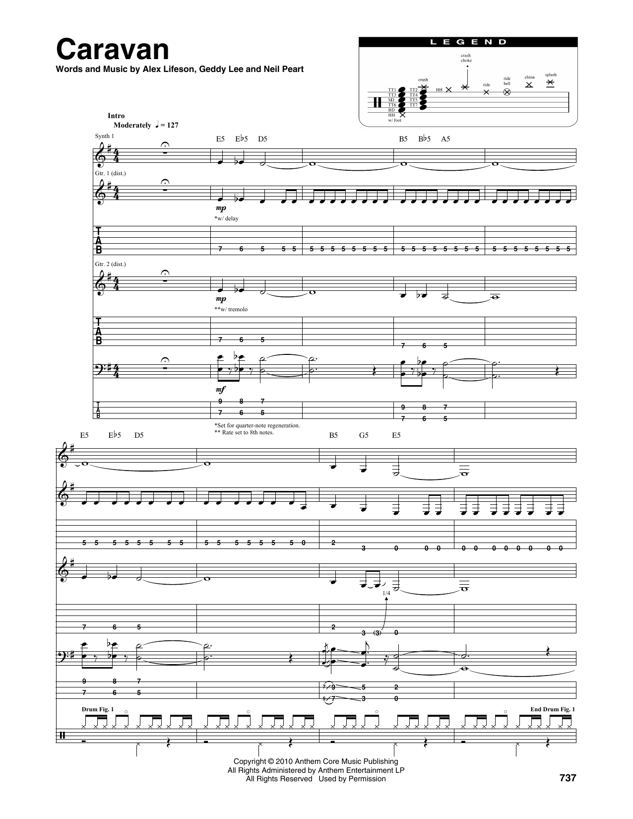 Rush Caravan Sheet Music Notes & Chords for Transcribed Score - Download or Print PDF