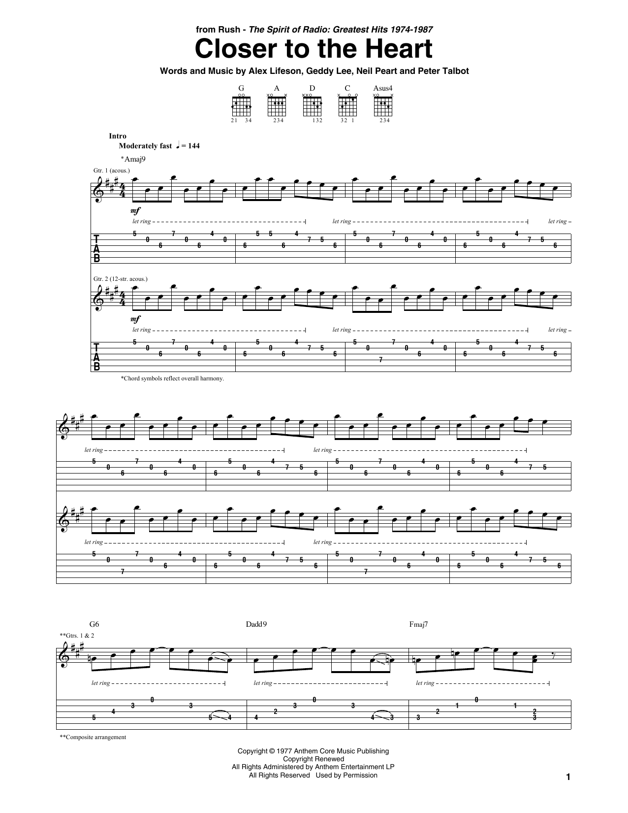 Rush Closer To The Heart Sheet Music Notes & Chords for Piano, Vocal & Guitar (Right-Hand Melody) - Download or Print PDF