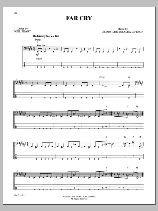 Rush Far Cry Sheet Music Notes & Chords for Guitar Tab - Download or Print PDF