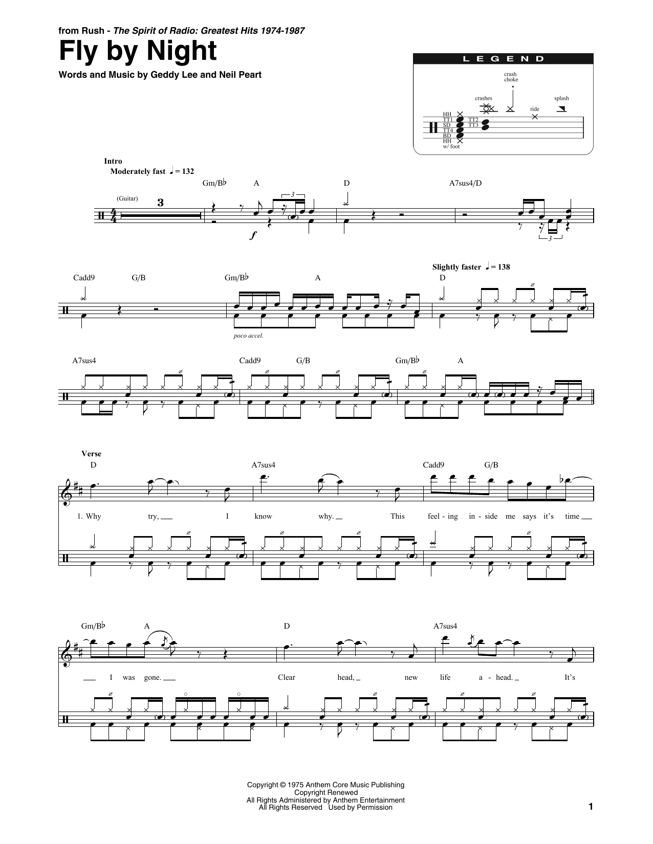 Rush Fly By Night Sheet Music Notes & Chords for Transcribed Score - Download or Print PDF