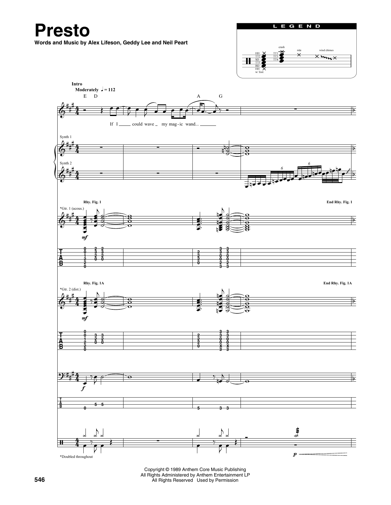 Rush Presto Sheet Music Notes & Chords for Transcribed Score - Download or Print PDF