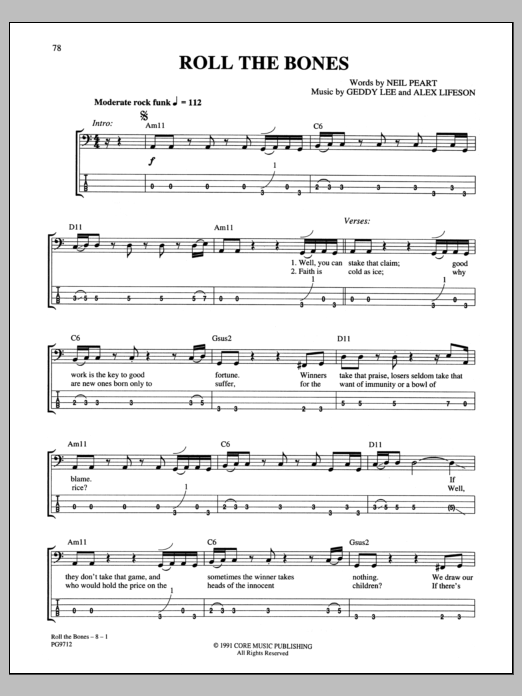 Rush Roll The Bones Sheet Music Notes & Chords for Guitar Tab - Download or Print PDF