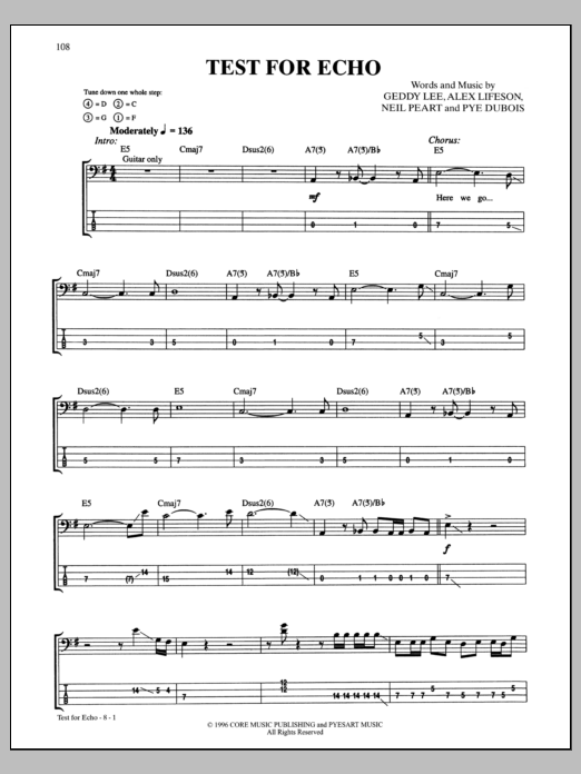 Rush Test For Echo Sheet Music Notes & Chords for Transcribed Score - Download or Print PDF