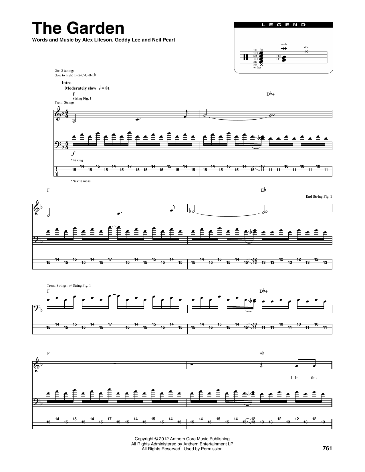 Rush The Garden Sheet Music Notes & Chords for Transcribed Score - Download or Print PDF