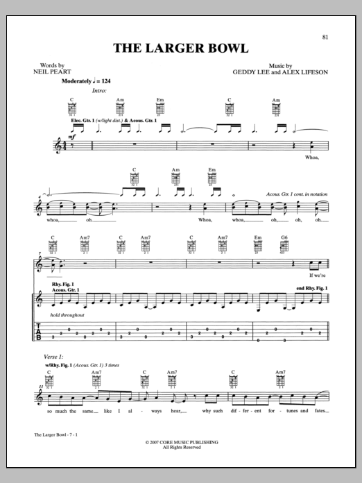 Rush The Larger Bowl Sheet Music Notes & Chords for Bass Guitar Tab - Download or Print PDF