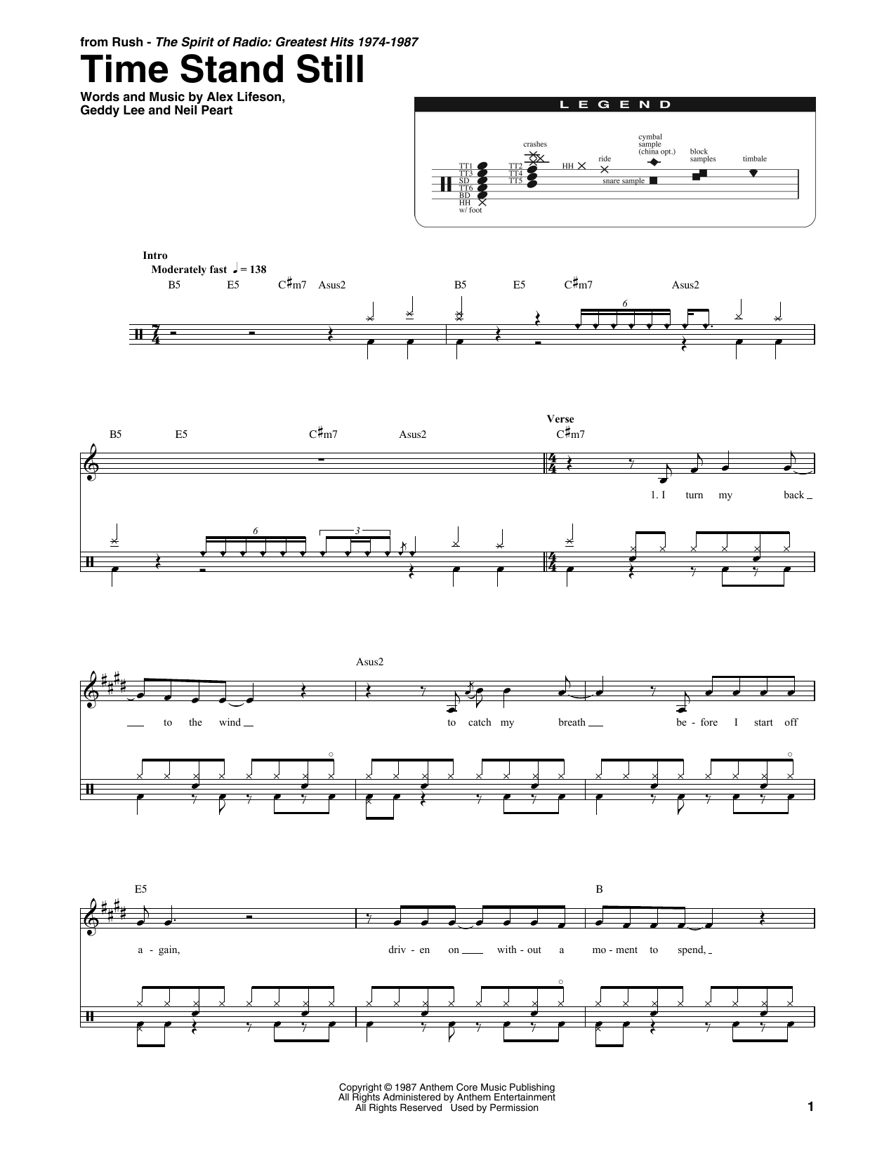 Rush Time Stand Still Sheet Music Notes & Chords for Transcribed Score - Download or Print PDF