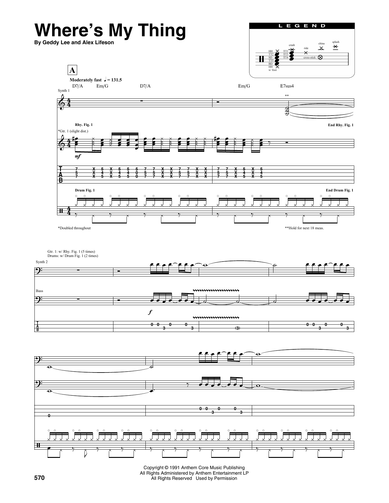 Rush Where's My Thing Sheet Music Notes & Chords for Transcribed Score - Download or Print PDF