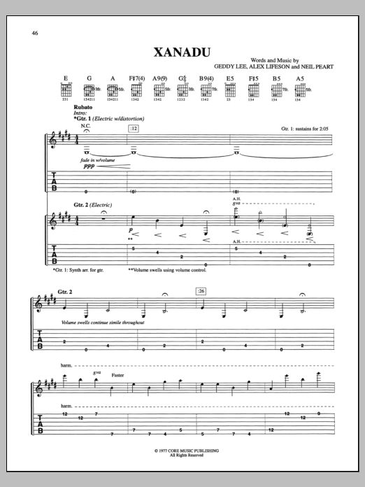 Rush Xanadu Sheet Music Notes & Chords for Transcribed Score - Download or Print PDF