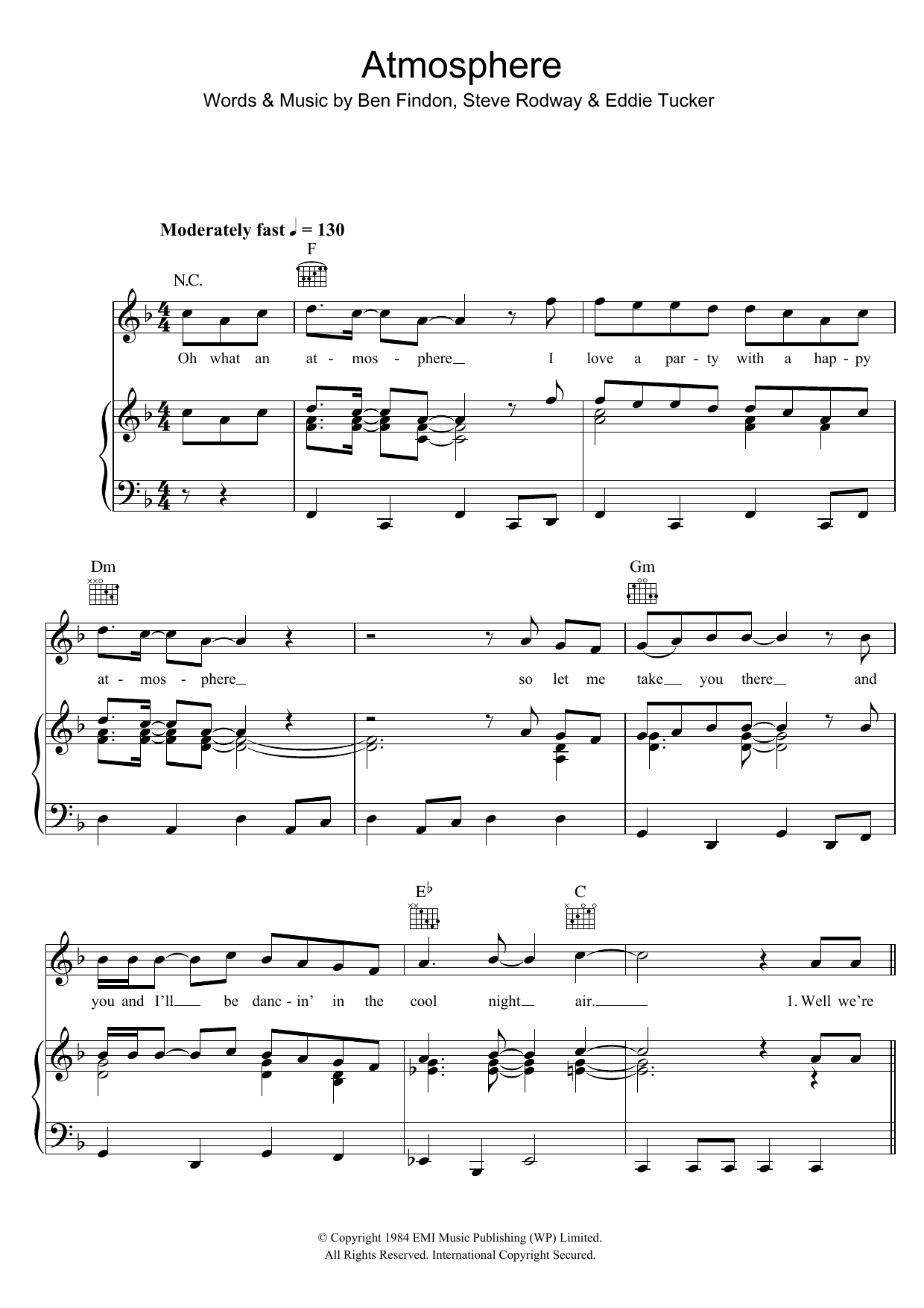 Russ Abbot Atmosphere Sheet Music Notes & Chords for Piano, Vocal & Guitar (Right-Hand Melody) - Download or Print PDF