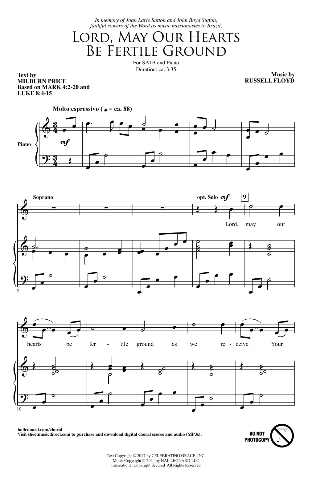 Russell Floyd Lord, May Our Hearts Be Fertile Ground Sheet Music Notes & Chords for SATB Choir - Download or Print PDF