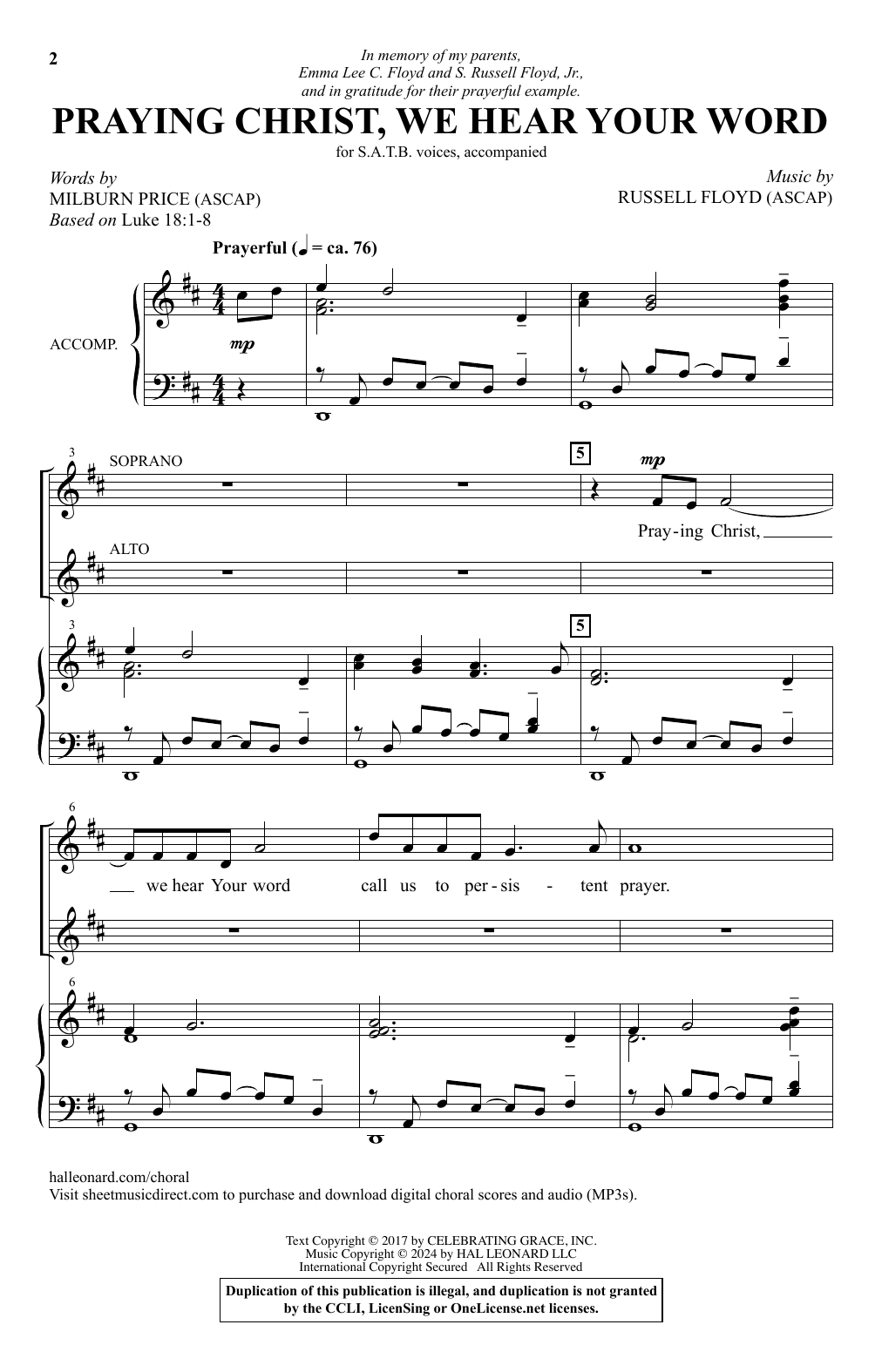 Russell Floyd Praying Christ, We Hear Your Word Sheet Music Notes & Chords for SATB Choir - Download or Print PDF