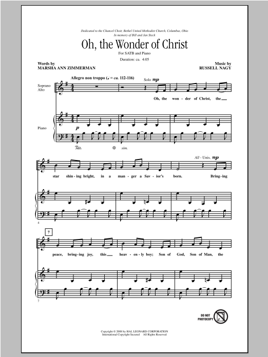 Russell Nagy Oh The Wonder Of Christ Sheet Music Notes & Chords for SATB - Download or Print PDF